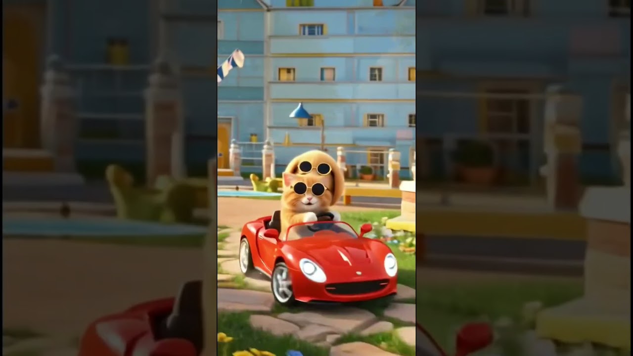Oyuncak Araba Süren Çılgın Kedi! 🏎️🐱 #shorts #çocukvideoları