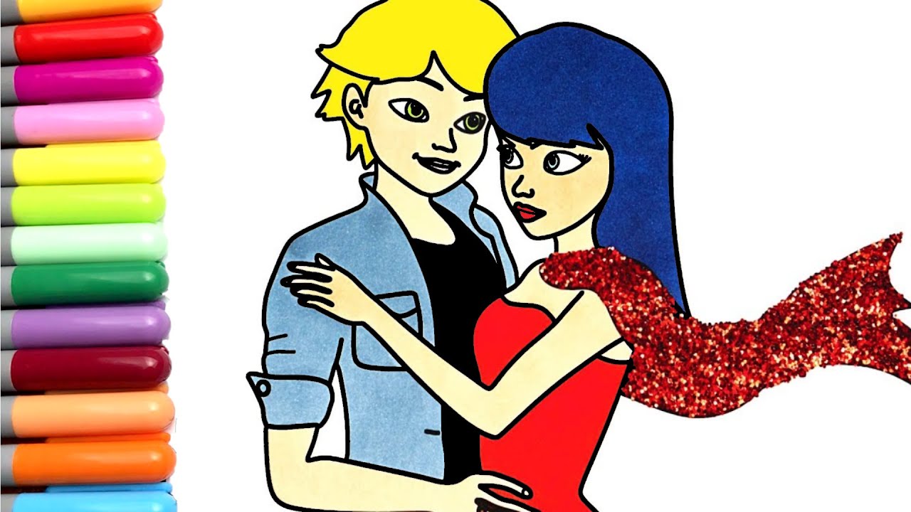 How To Color Miraculous Marinette and Adrien Coloring Book for kids ...