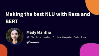 Making the best NLU with Rasa and BERT, Rasa Developer Summit 2019