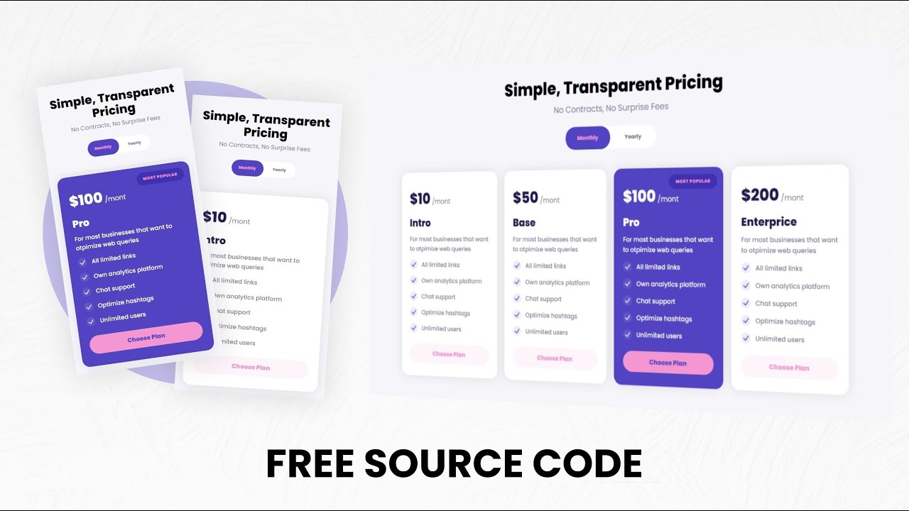 Responsive Pricing Table Using HTML CSS | Free Source Code | M.A ...
