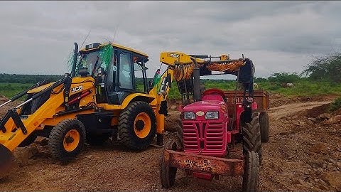 jcb 3dx Backhoe Machine soil loading Mahindra tractor l jcb video