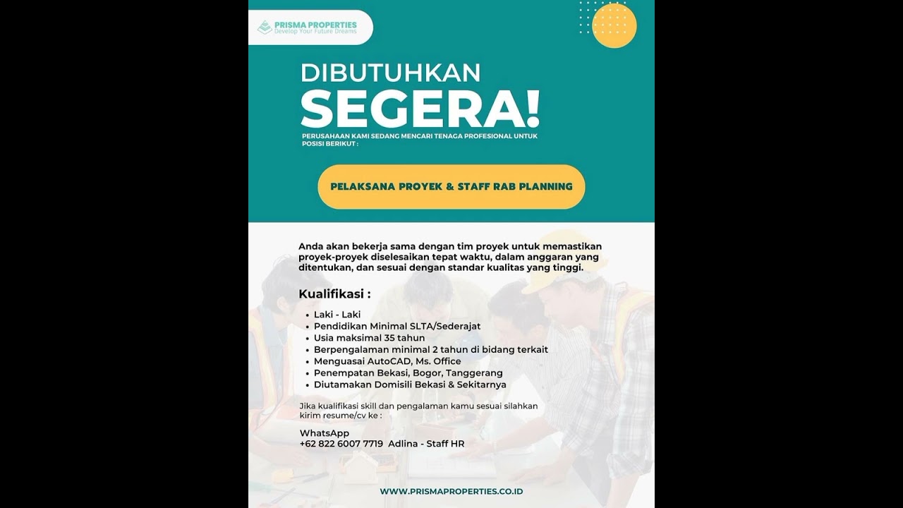 Loker Pelaksana Lapangan Dan Staff RAB Planning
