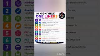High yield medicine 100 one liners part 2☺️😍✅#neetpg2026 #neetpg #upsccms #fmge #exam #fmge #mcq