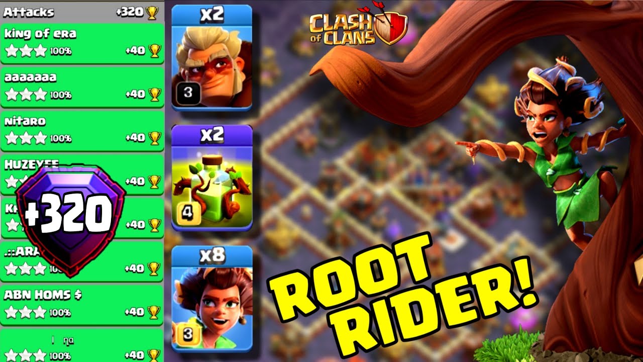 Root Rider Max Level +320 | Th16 Easy ROOT RIDER SPAM With Overgrowth Spells |Legend League ...