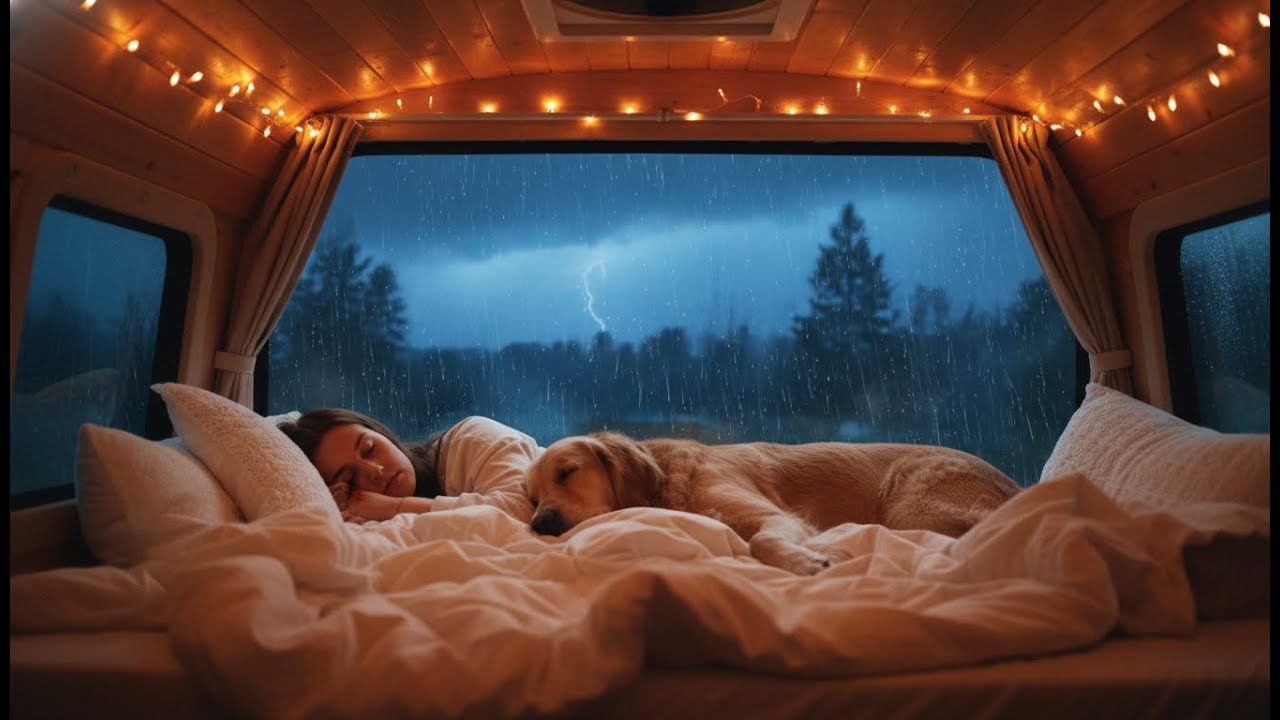 Solo Female Van Life: Sleeping in a Massive Rain Storm with My Dog | Ultra Cozy ASMR Night Routine