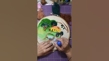 Pintura com Lã em Tecido! Feltragem #bordadomanual #pinturaartistica #pintura #feltragem