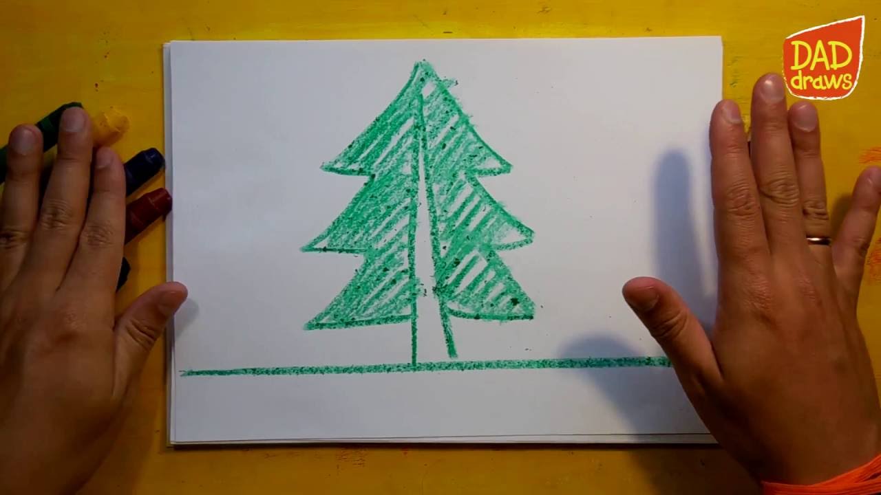 How to draw a Christmas tree crayons YouTube