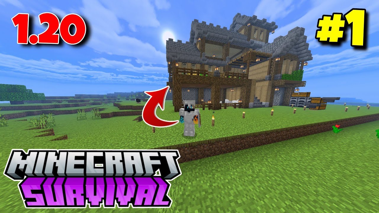 Minecraft Pe Survival series EP-1 in Hindi 1.20 | I made survival house ...