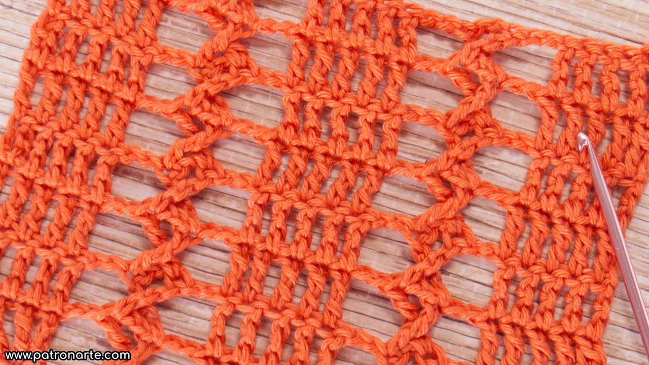 Punto de Crochet Calado Reversible Paso a Paso: Punto Calado ADN 3D de Crochet
