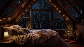 Attic Noel | Cozy Attic Room & Rain Thunder Sounds To Relax, Meditate, Study & Fall Asleep?️✨