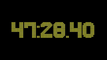 1 hour, 0 minutes and 0 seconds countdown timer with 2 fractional digits accuracy