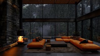 Cozy Evenings with Rain and Fireplace Sounds by the Window| Unwind and Drift into Peaceful Slumber