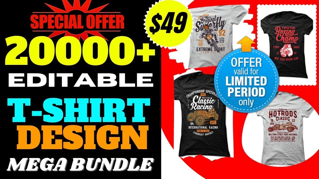 Editable 20000+ T-shirt Design Template Bundle 2021