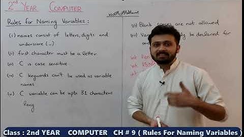 Lec # 09 CH # 9  (Rules For Naming Variables)