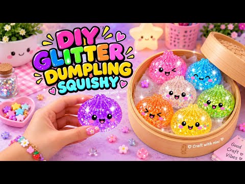 DIY Viral Glitter Dumpling Squishy / How to make dumpling squishy at home / easy craft ideas TikTok 