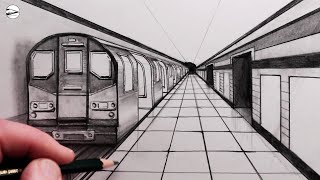 How to Draw OnePoint Perspective for Beginners: Narrated Drawing Subway Train