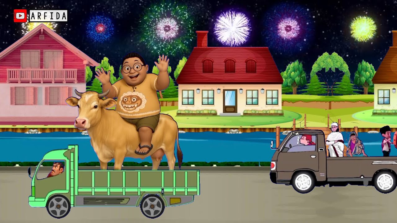 wow ‼️sapi kurban terbesar diangkut truk oleng takbiran keliling idul adha 2025