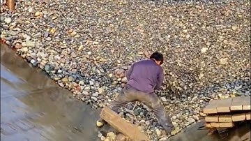 Barge unloads 3700 tons of cobblestone Part 2 - Relaxing video