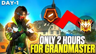 Playing Only 2 Hours  For a Season In Br Rank For Grandmaster 🔥 || Day - 1👍