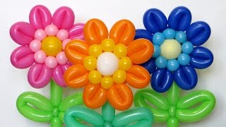 Gerbera flower of balloons  twisting tutorial (Subtitles)