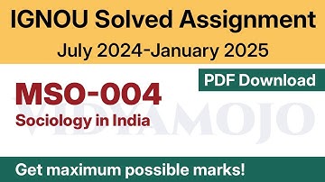 IGNOU MSO 004 Solved Assignment 2024-25 PDF Download | English Medium | Vidyamojo