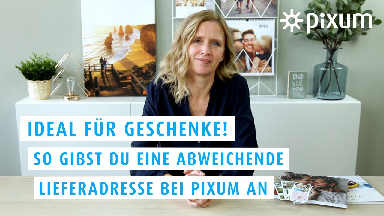 <p>Du m�chtest deine Pixum Bestellung nicht an dich, sondern direkt an eine Freundin, einen Freund oder ein Familienmitglied liefern lassen? Kein Problem! Wie du auf der <b>Webseite </b>eine abweichende Lieferadresse angeben kannst, erkl�ren wir dir in diesem Video-Tutorial. </p>

<br><b>Einfach auf das Video im Bild klicken und los geht's.</b>