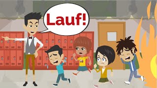 Deutsch lernen | Die Schule brennt! | Wortschatz und wichtige Verben