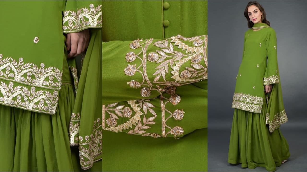 Beautiful Gotta Patti Work Design | Easy Gotta Border & Sleeves Tutorial