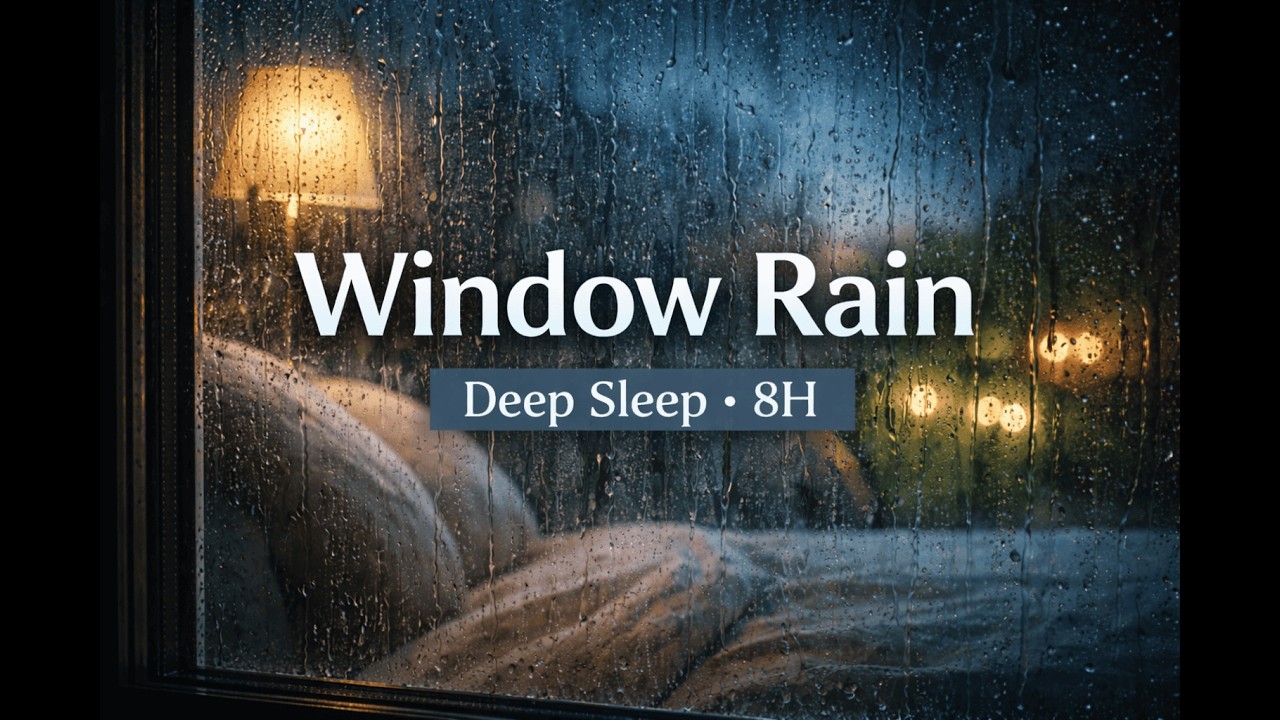 Rain on Window Sounds for Deep Sleep – Calm Night Rain (8 Hours)