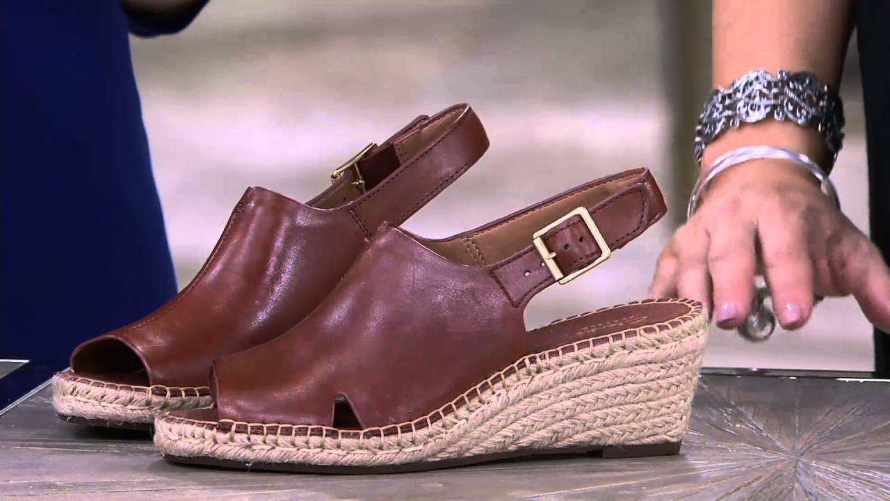 clarks artisan leather espadrille wedge sandals