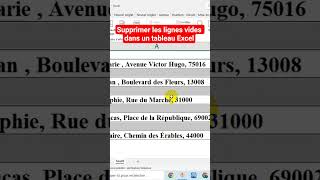 comment supprimer les lignes vides dans un tableau Excel #excel #français #apprendre