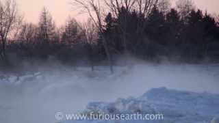 Freezing Cold Sunrise Steam and waves on Lake Ontario