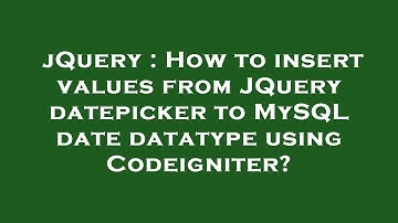 jQuery : How to insert values from JQuery datepicker to MySQL date datatype using Codeigniter?