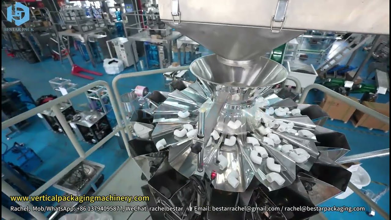 Vertical Packing Machine with 10 Head 5L Scale for Plastic Elbows Automatic Counting Packaging