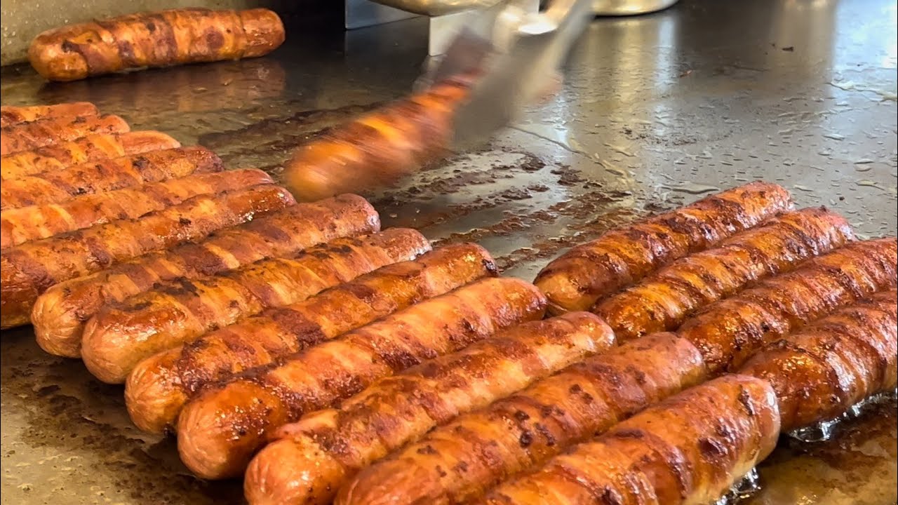 Tasty Bacon Wrapped Hot Dogs Los Angeles Street Food YouTube