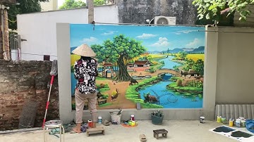 Vẽ tranh tường đồng quê đẹp tai Quảng Ninh 0387699982