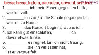 A1, A2, B1, B2, C1, Übungen, Prüfung, einsetzen, fill in, Konjunktionen, connector, Lückentext, als