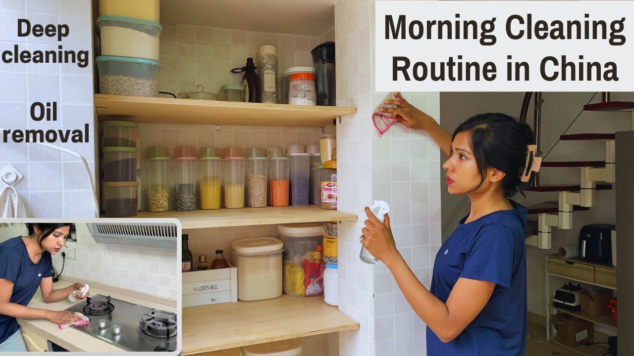 KITCHEN CLEANING MORNING ROUTINE I Deep cleaning & organizing Chinese kitchen I NRI