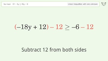 Solving Linear Inequalities: 12-8y is Greater Than or Equal to 10y-6