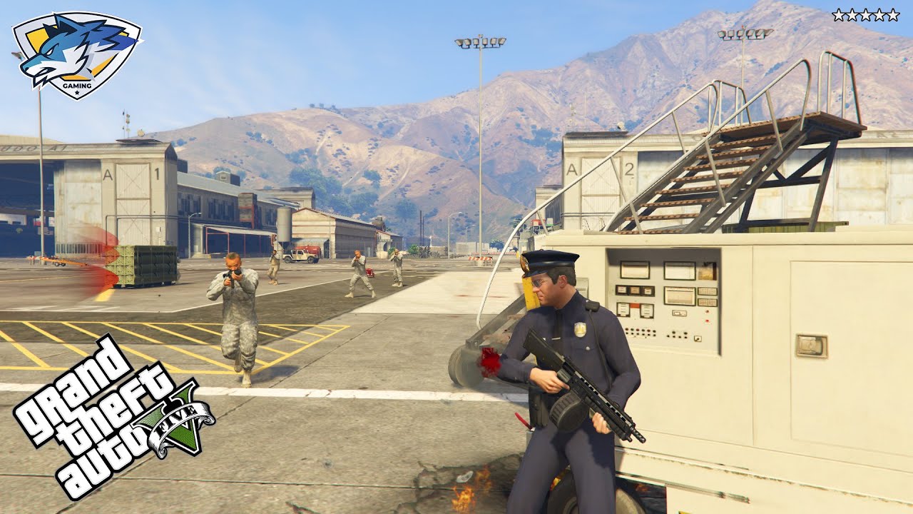 Epic Five Star Police Fight in Military Base Area with Michael | GTA V ...