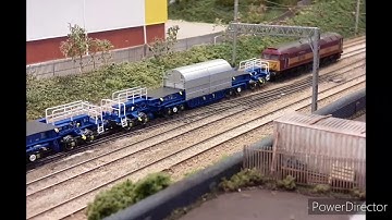 Dallam N gauge modelrailway. Revolution Trains KUA behind 47785.