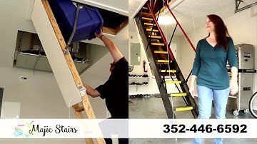 Safe, easy, electric, push button activated attic stairs.