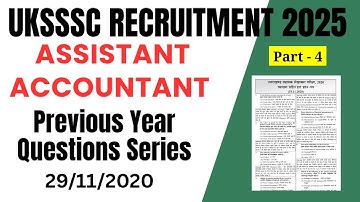 4 UKSSSC Assistant Accountant Previous Year Questions Series | UKSSSC Assistant Accountant 2025