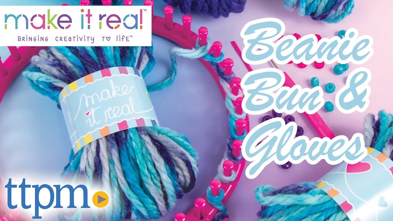 Make It Real - Beanie and Infinity Scarf Knitting Kit - Kids Crochet Kit  for Beginners - Includes Loom, Crochet Hook, Plastic Yarn Needle - DIY Arts  and Craft K…