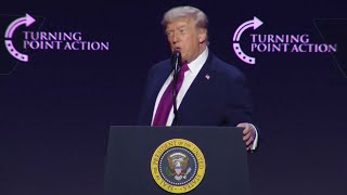 Trump at TPUSA event: Iran opened Strait of Hormuz; US Naval blockade to remain until deal complete