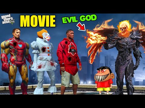 DEVIL GHOST RIDER Attack on SHINCHAN and PENNYWISE in GTA 5 | 1 HOUR VIDEO | SHINCHAN and CHOP