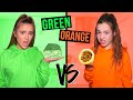 GREEN VS ORANGE FOOD CHALLENGE! *GROSS