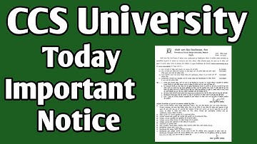 CCS University important notice | Today CCS news update || CCS University Meerut news