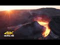 Relaxing of volcano eruption in iceland  4k drone