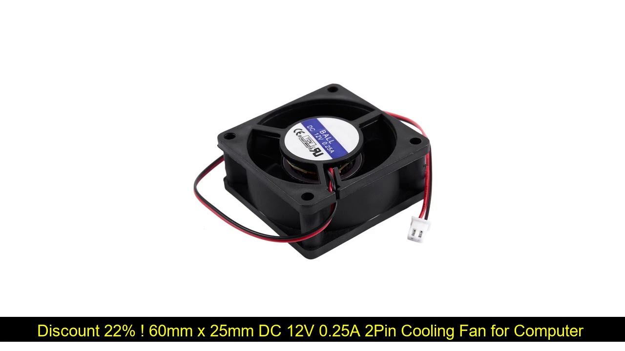 Buy 60mm x 25mm DC 12V 0.25A 2Pin Cooling Fan for Computer Case CPU ...